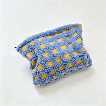Woven Check Cosmetic Pouch