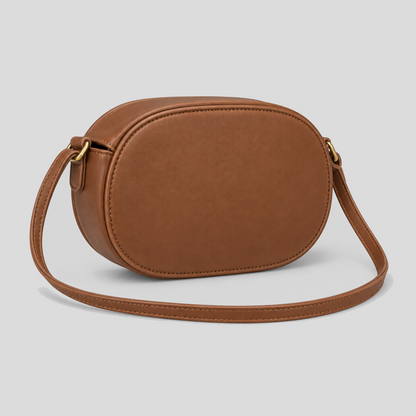 Oval Faux Leather Crossbody Bag