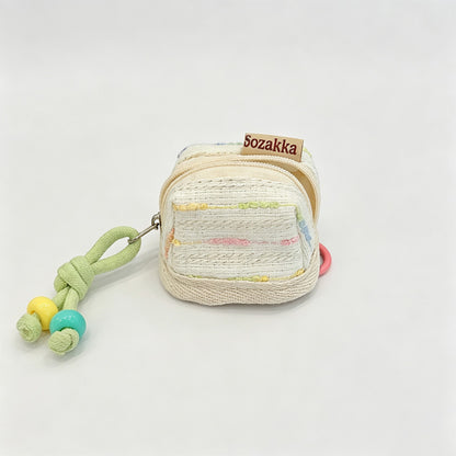 Color Stripe Fabric Earbud Storage Pouch