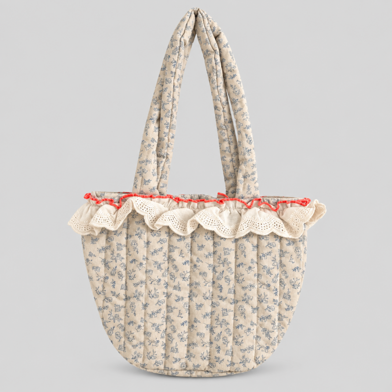Lace Quilted Floral Handle Bag