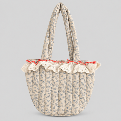 Lace Quilted Floral Handle Bag