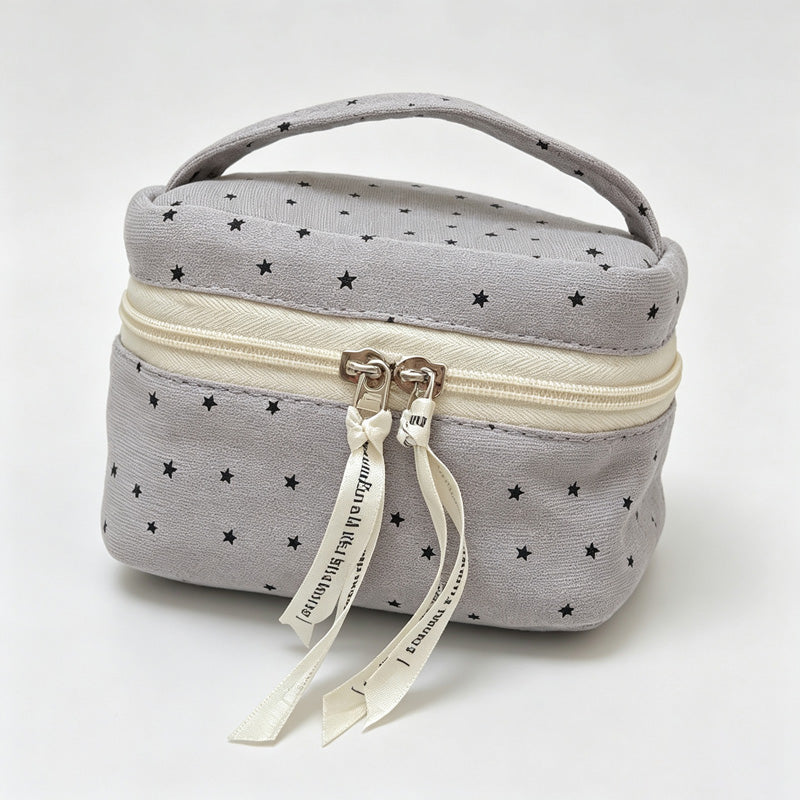 Handled Star Print Makeup Bag