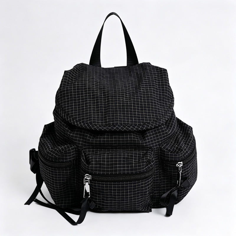 Plaid Print Drawstring Backpack