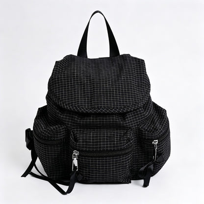 Plaid Print Drawstring Backpack