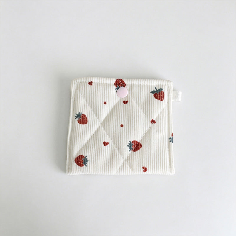 Corduroy Printed Square Storage Pouch