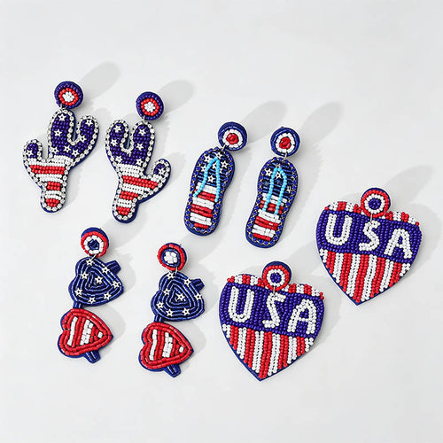 Beaded Patriotic Statement Ear - Shopdayla Wholesale - #6882