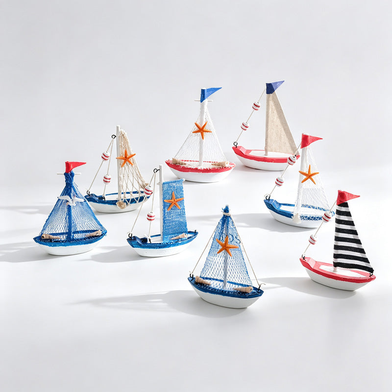 Wood Sailboat Model Desk Ornament