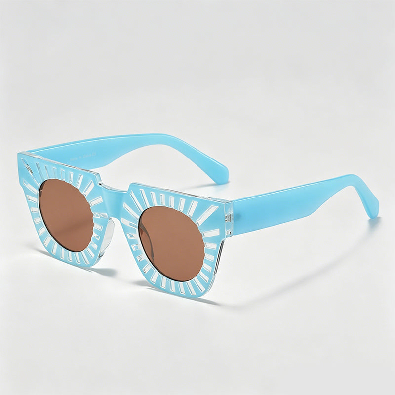 Sunburst Cutout Square PC Fashion Sunglasses