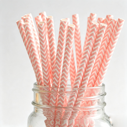 Pink Heart Paper Straw Set