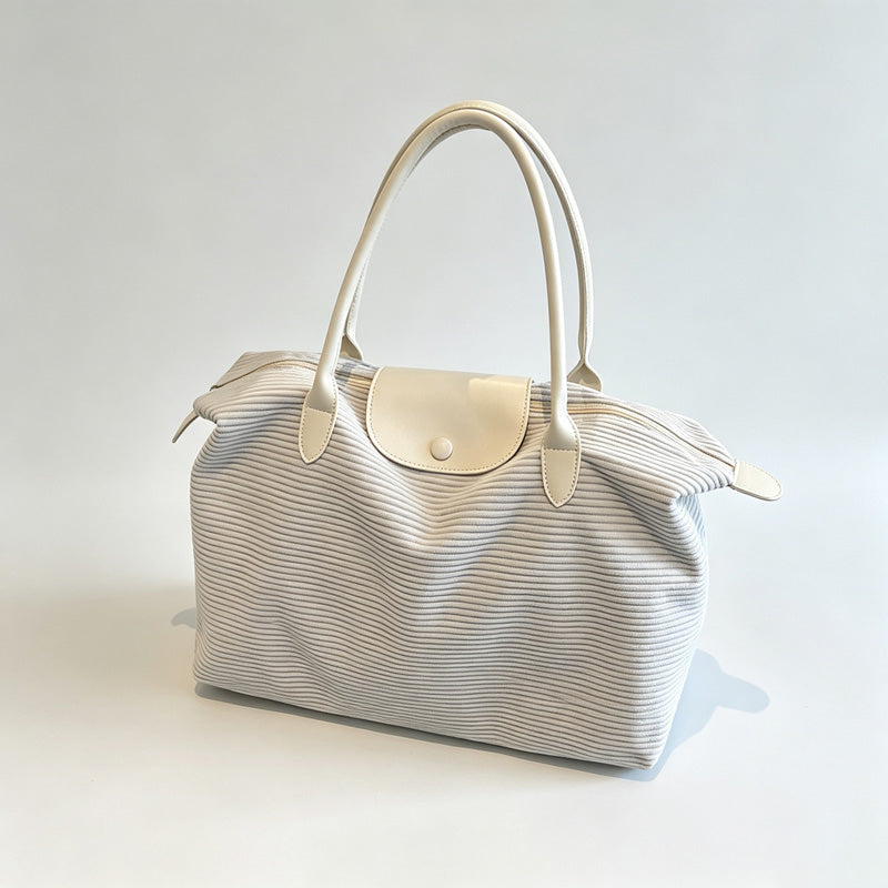 Striped Velvet Travel Tote Bag