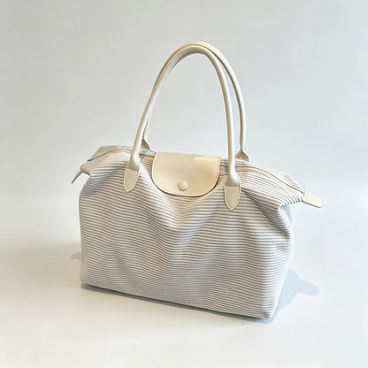 Striped Velvet Travel Tote Bag