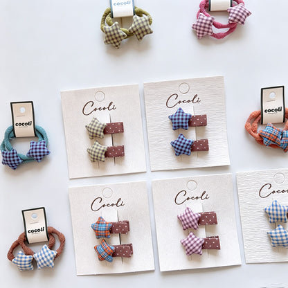 Plaid Star Fabric Hair Clips