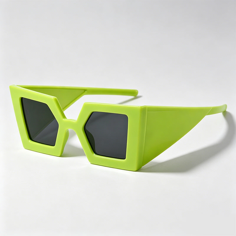 Oversized Wide Temple Irregular Square Futuristic Sunglasses