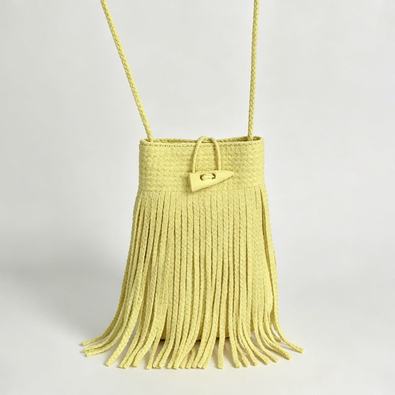 Fringe Drawstring Bucket Bag