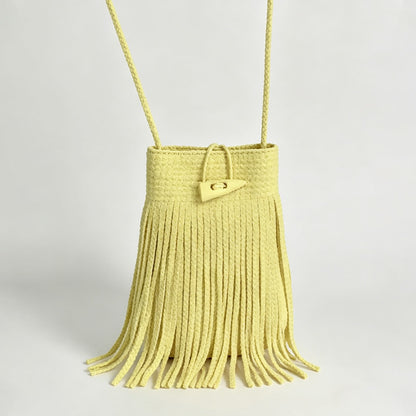 Fringe Drawstring Bucket Bag