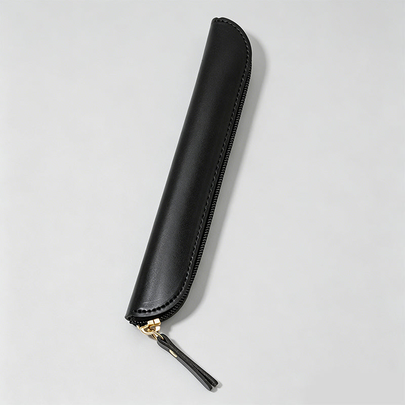 Solid Color Leather Pencil Case