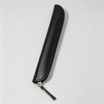 Solid Color Leather Pencil Case