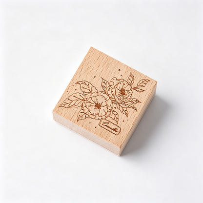 Floral Wooden Rubber Stamp