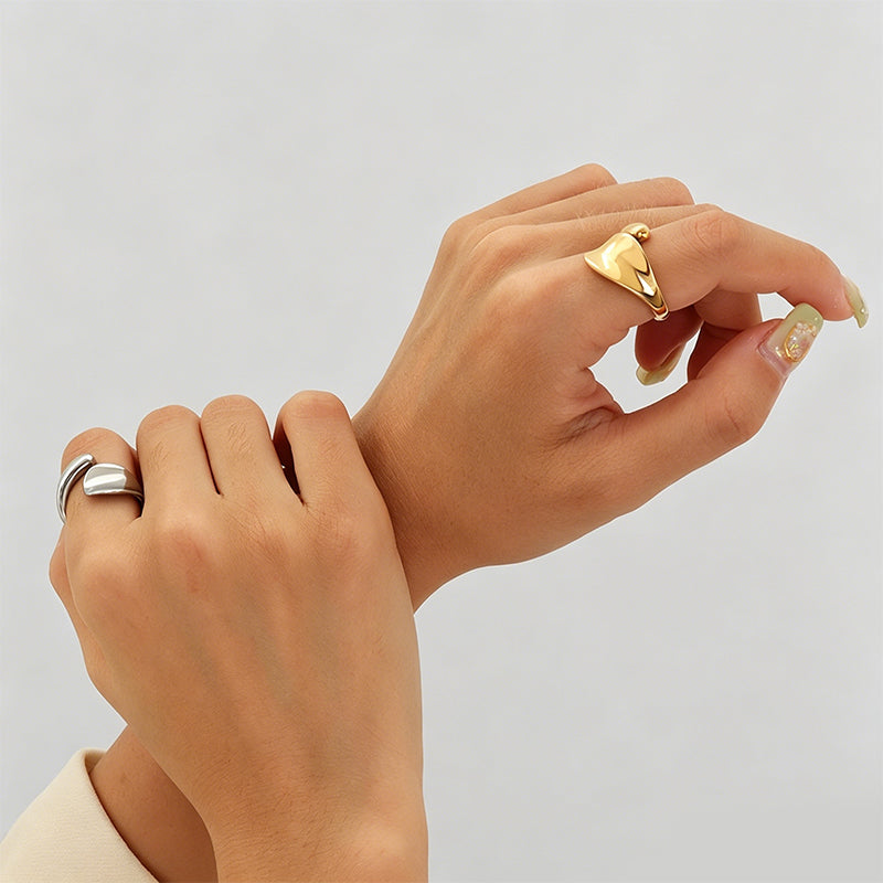 Irregular Concave Textured Open Ring