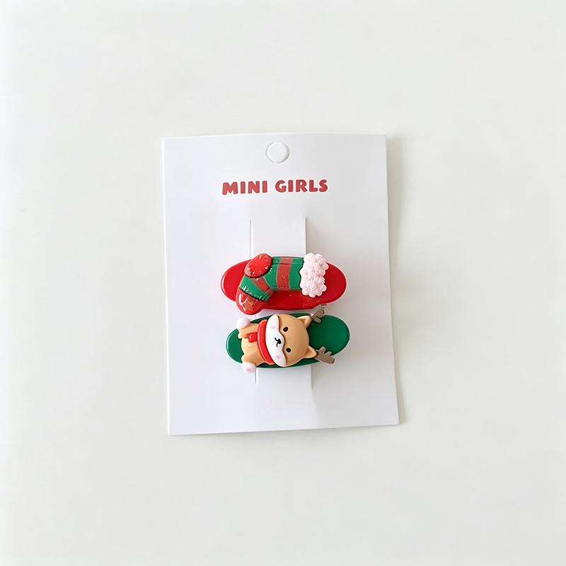 2PCS Soft Clay Christmas Hair Clips