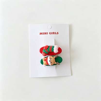 2PCS Soft Clay Christmas Hair Clips
