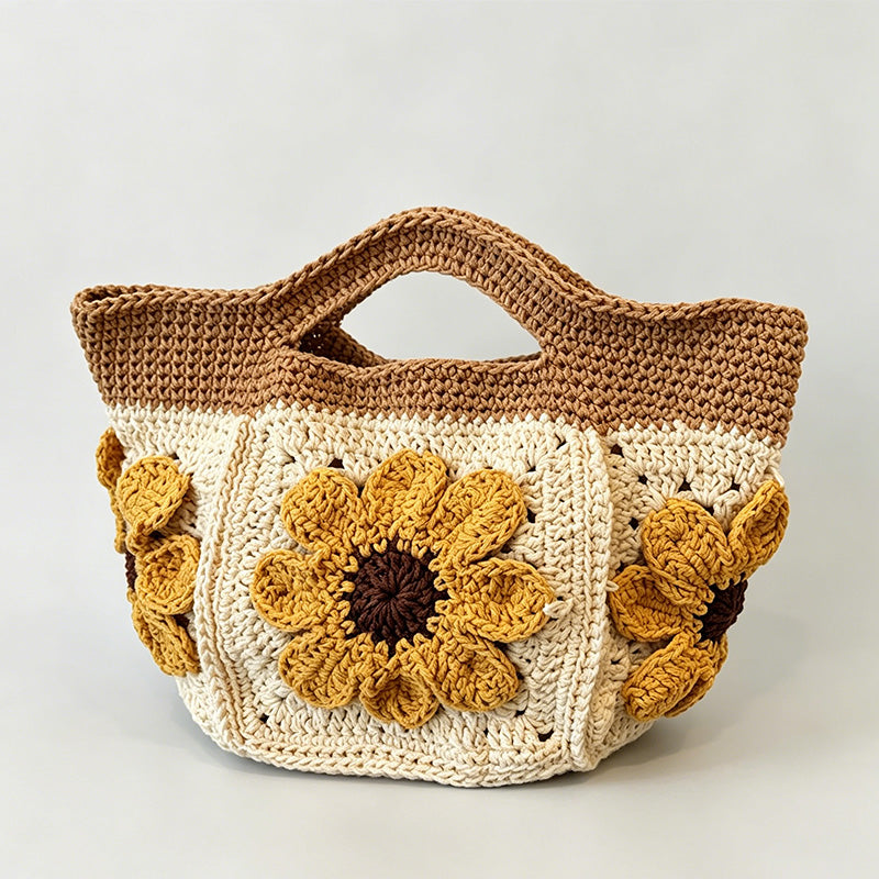 Floral Crochet Handheld Bag