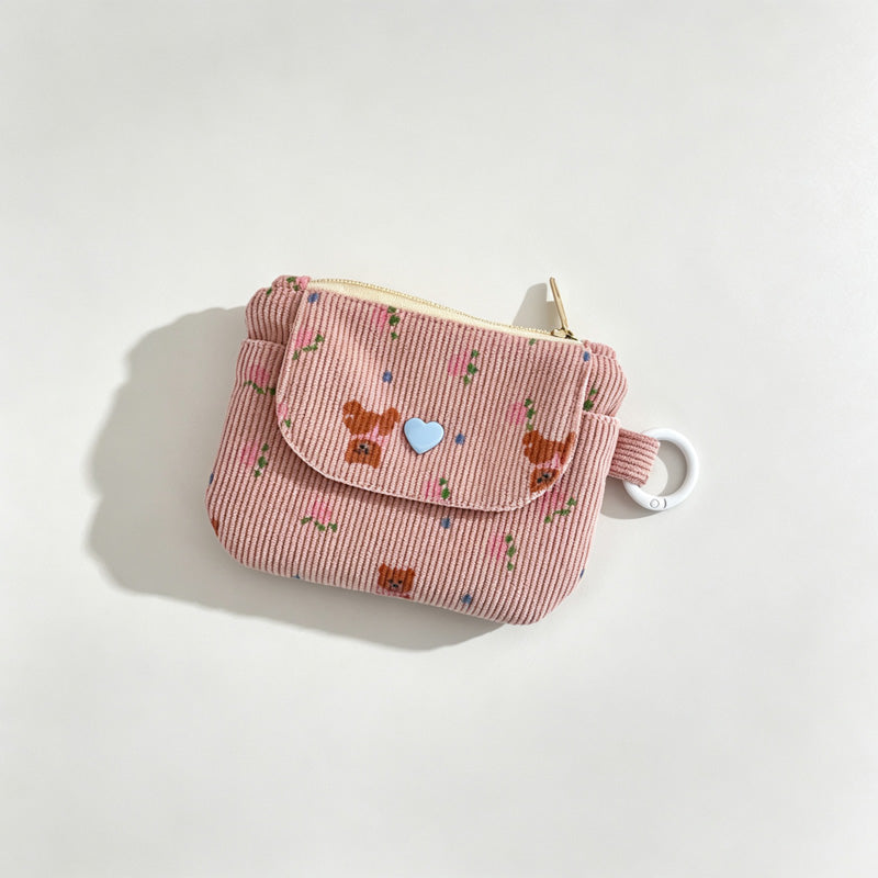 Floral Corduroy Wallet Card Holder