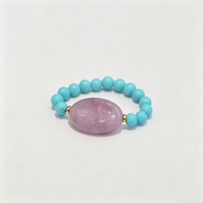 Synthetic Amethyst Stretch Beaded Ring