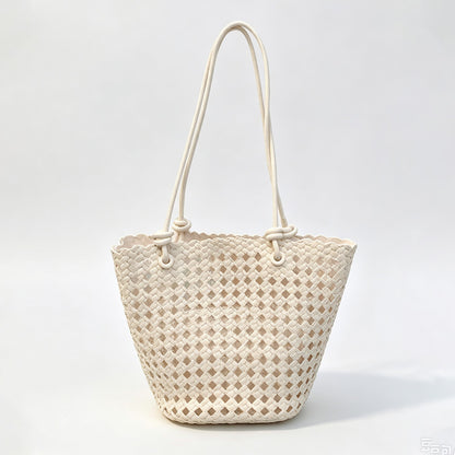 Cutout Handle Basket Tote Bag