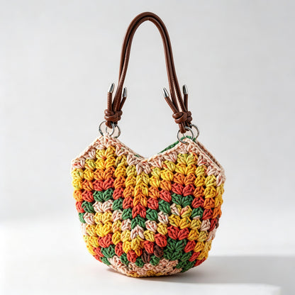 Striped Crochet Crossbody Bag