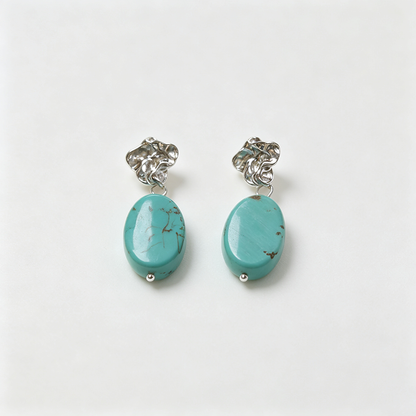 Turquoise 925 Silver Hook Earrings