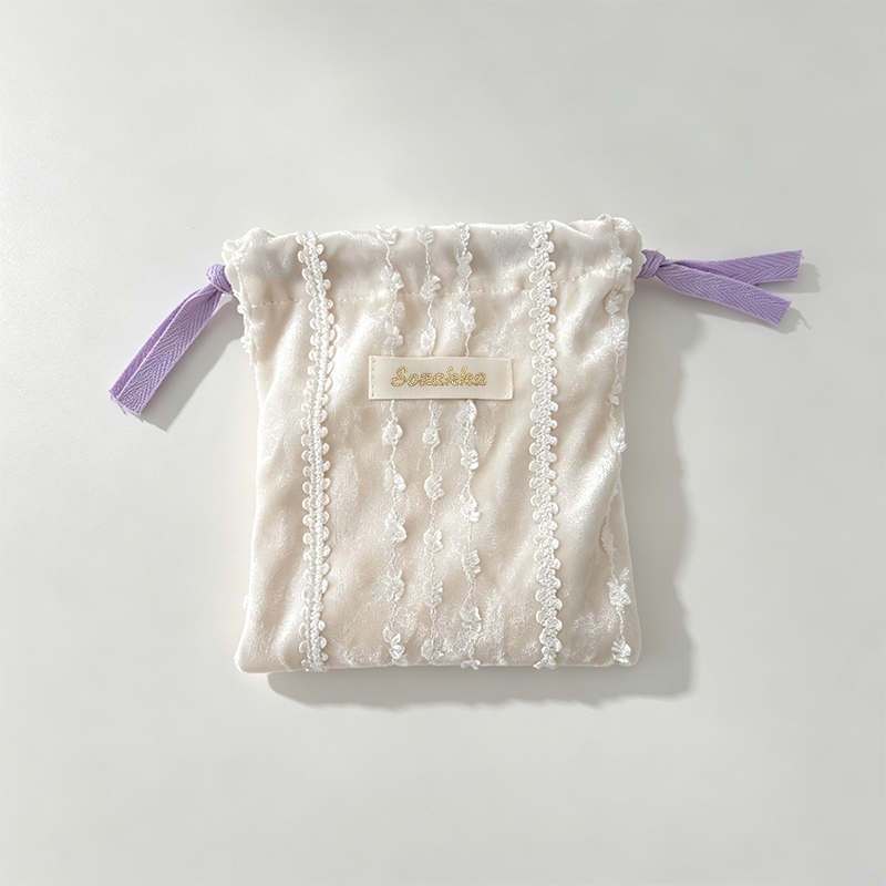 Lace Ruffle Drawstring Pouch