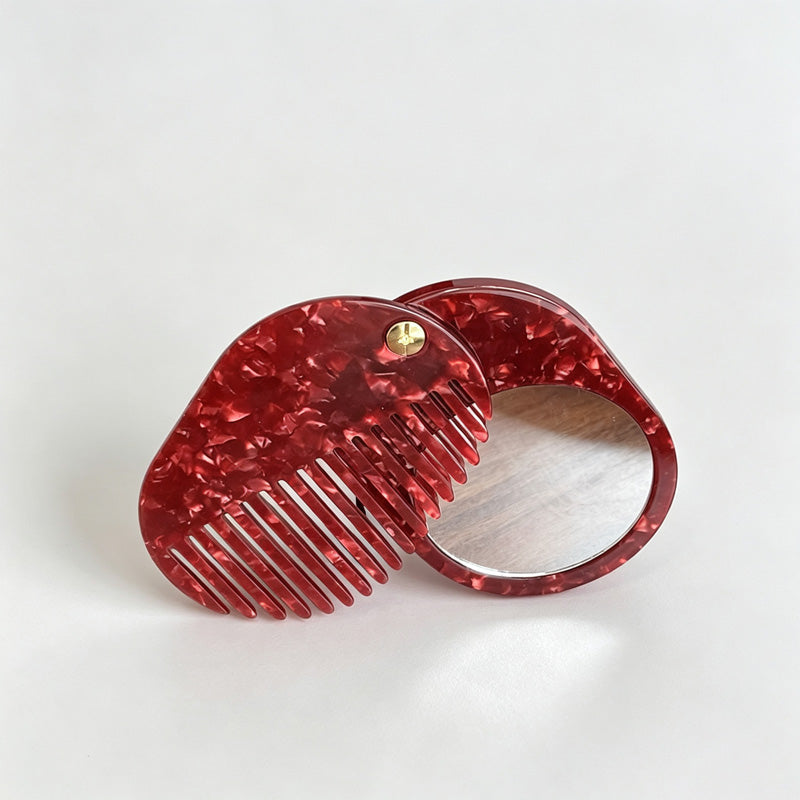 Acetate Folding Hair Comb Mirror