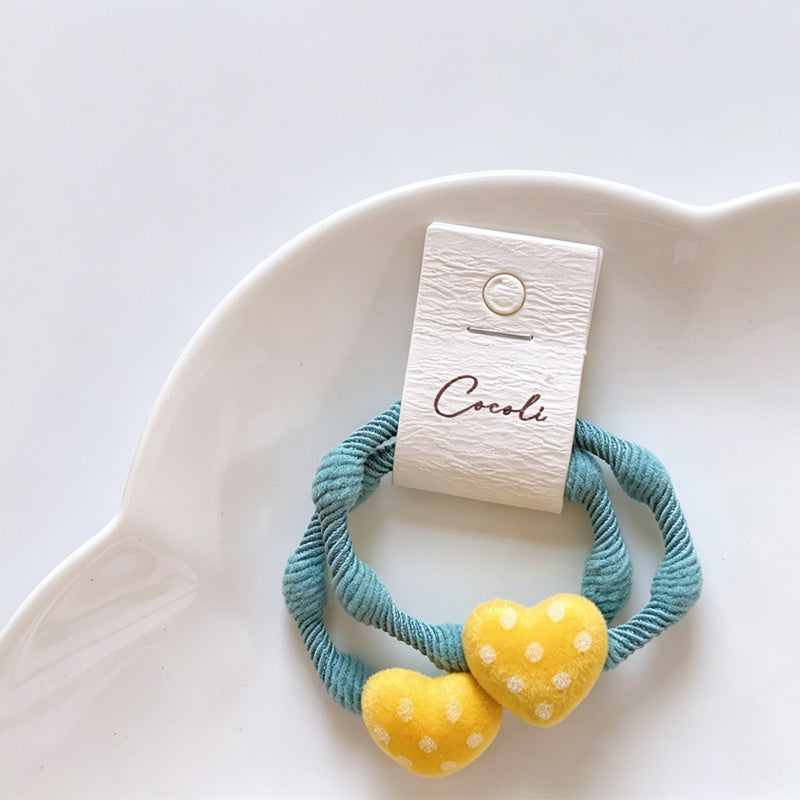 Polka Dot Heart Resin Hair Tie