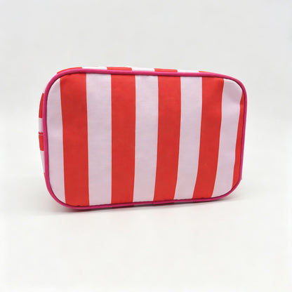 Striped Zipper Travel Cosmetic Pouch