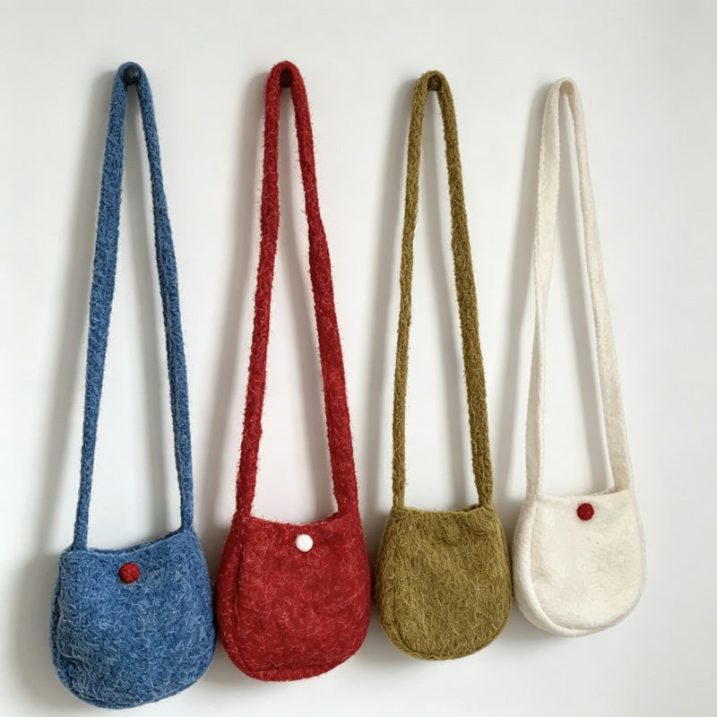 Fleece Oval Crossbody Bag