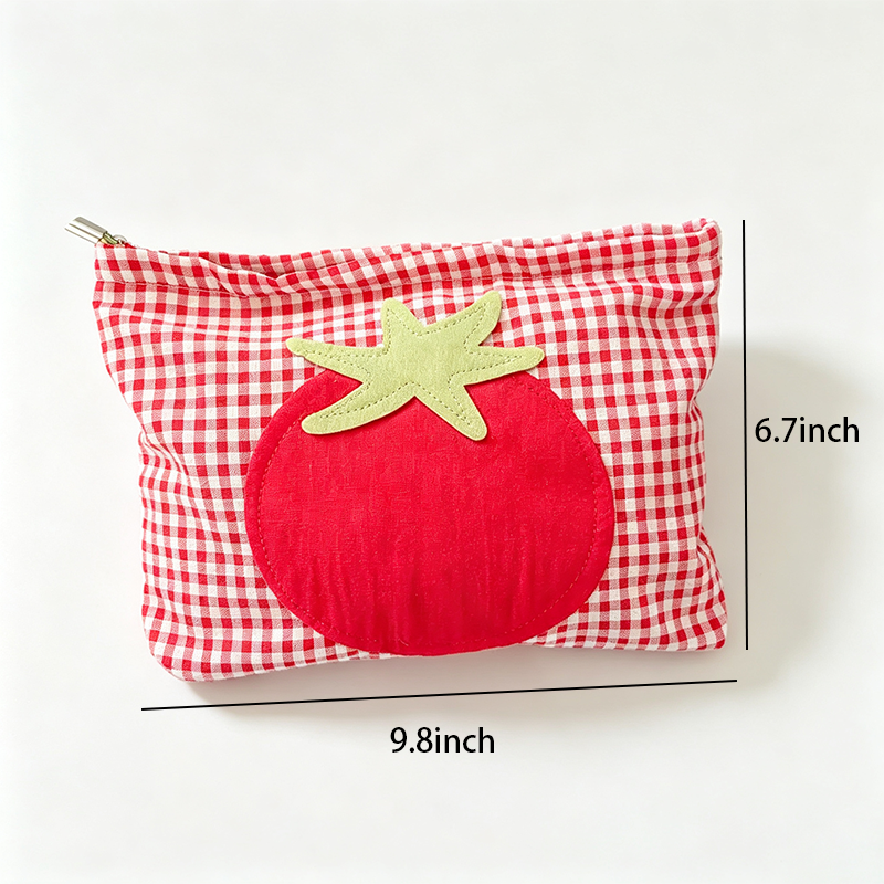 Tomato Gingham Zip Pouch