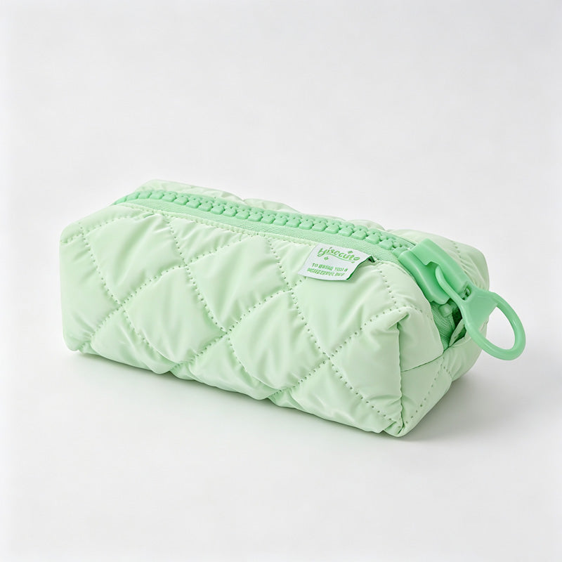 Quilted Zipper Pencil Pouch Storage Bag