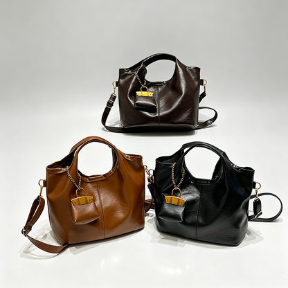 Solid Color Crossbody Bag with Pendant