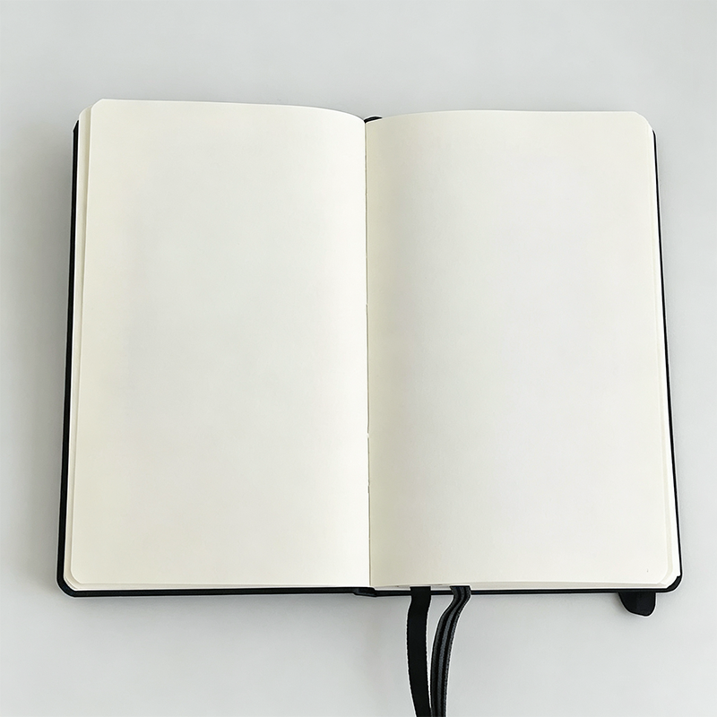 A6 Black Faux PU Leather Blank Notebook