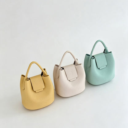 Flip Cover Handle Bucket Bag