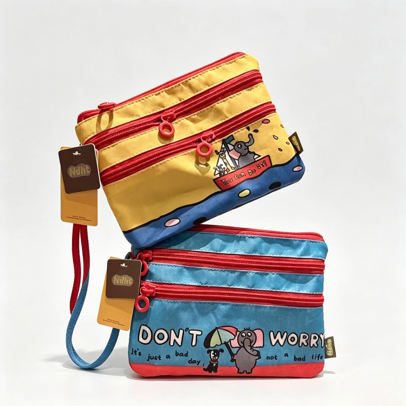 Triple Zipper Canvas Storage Pouch