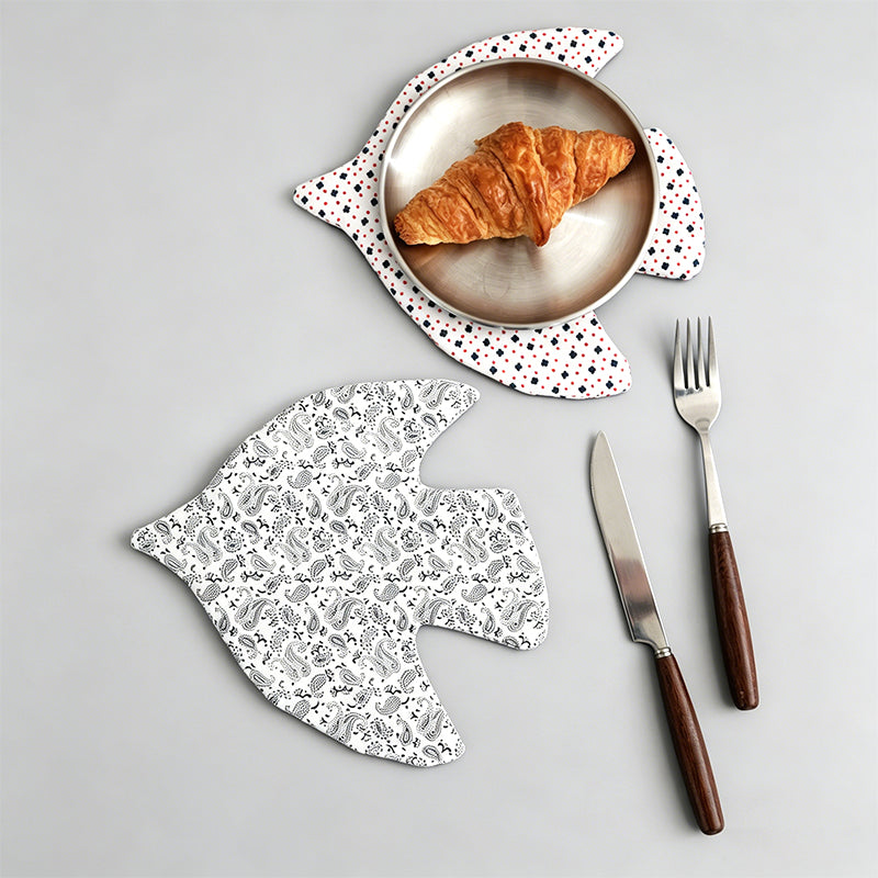 Decorative Cotton Blend Bird-Shaped Floral Fabric Coaster