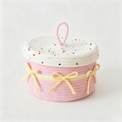 Flower Striped Rope Storage Basket