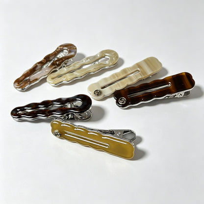 Wavy Edge Alligator Hair Clip 2‑Piece Set