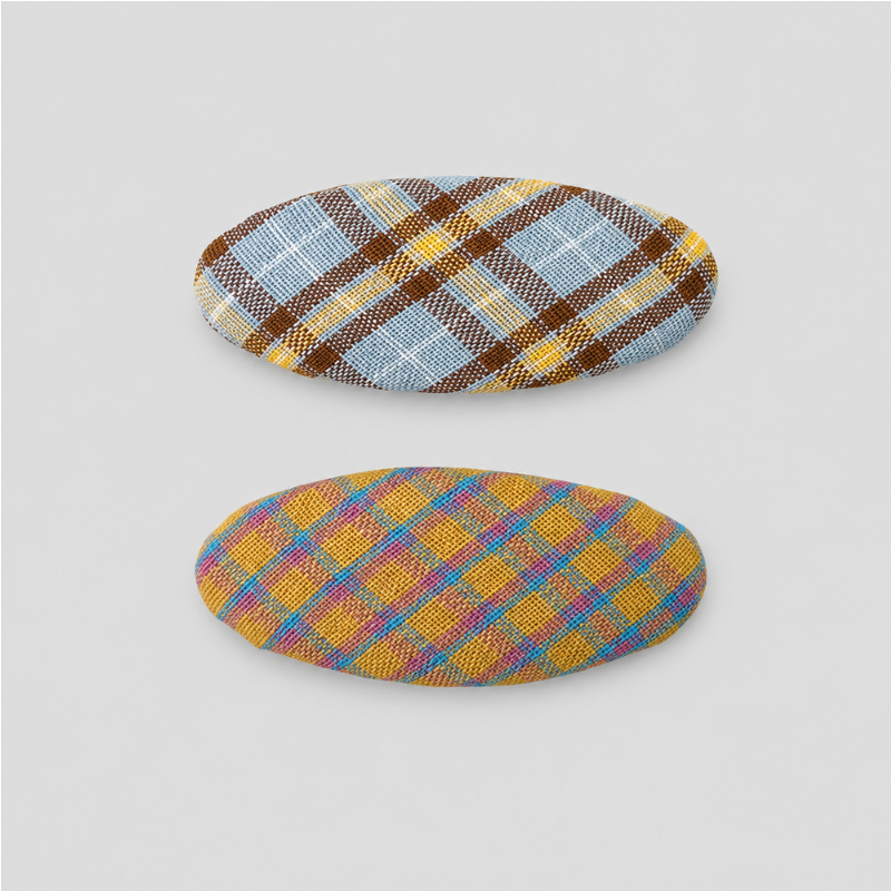 Blue Plaid Hair Clip Set