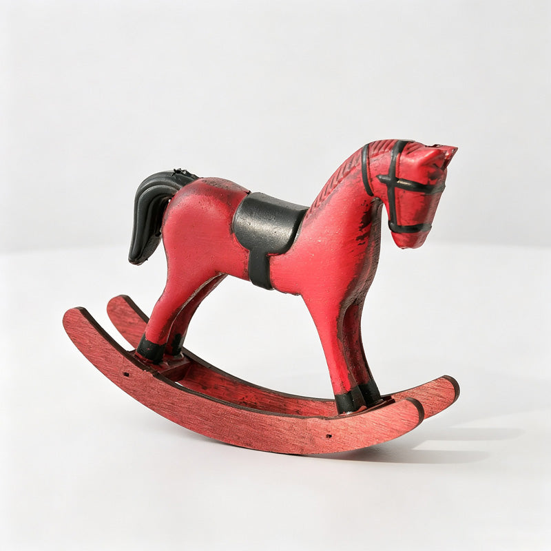 Wooden Rocking Horse Tabletop Figurine