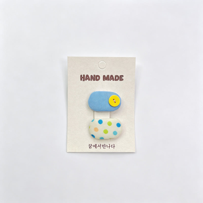 Fabric Button Hair Clips Set