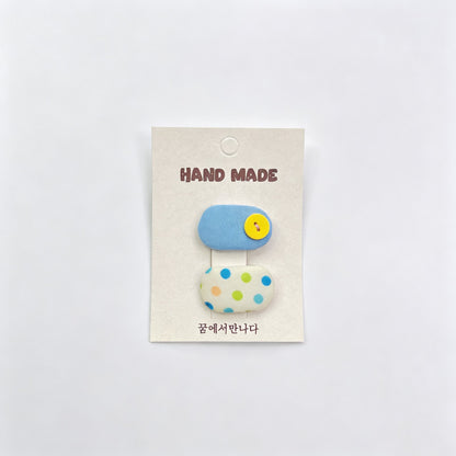 Fabric Button Hair Clips Set