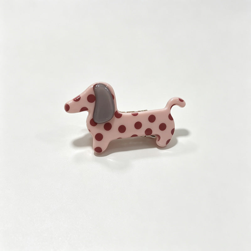 Dachshund Polka Dot Acetate Hair Clip